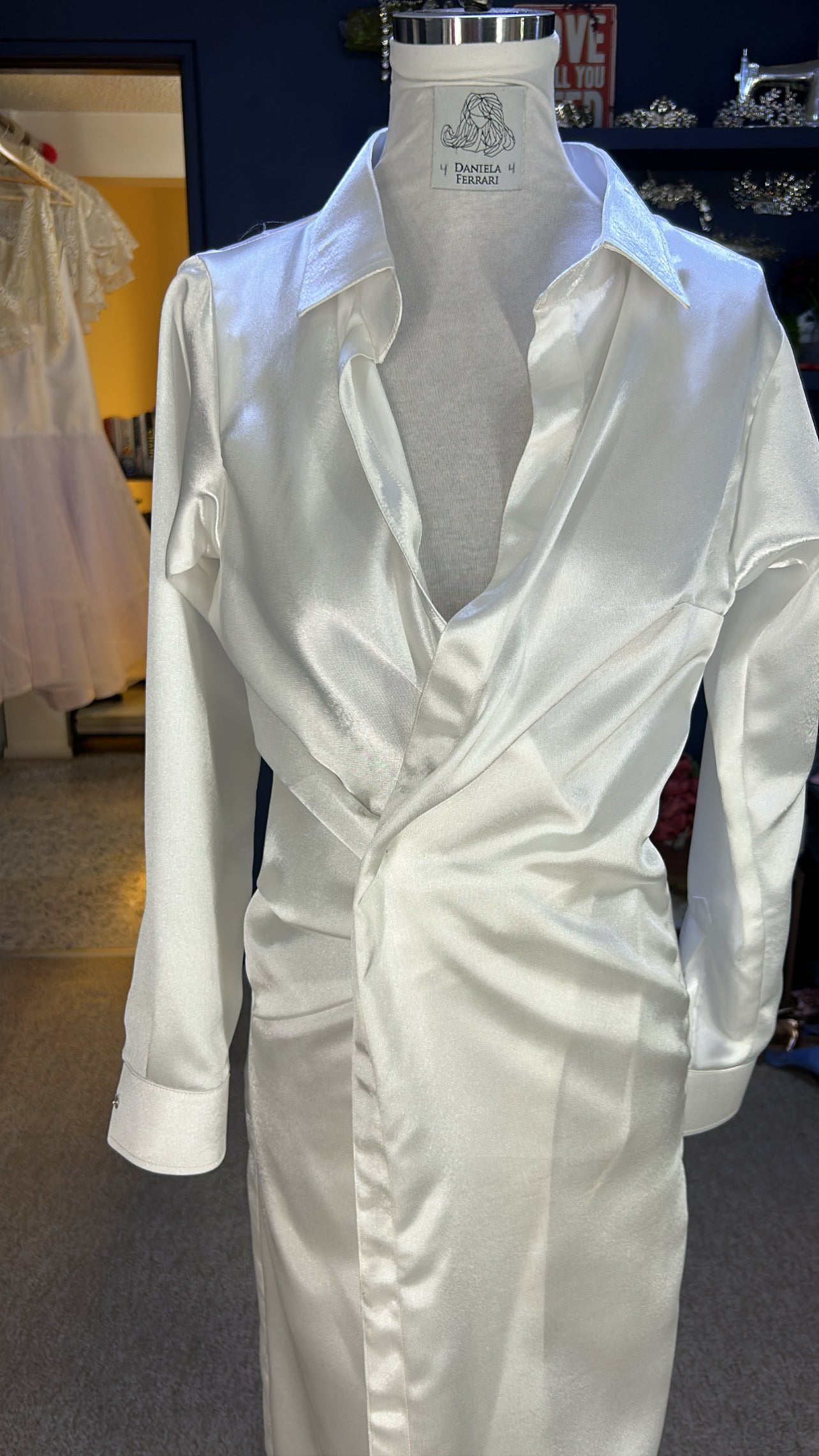 Camisero blanco satin vestido de novia