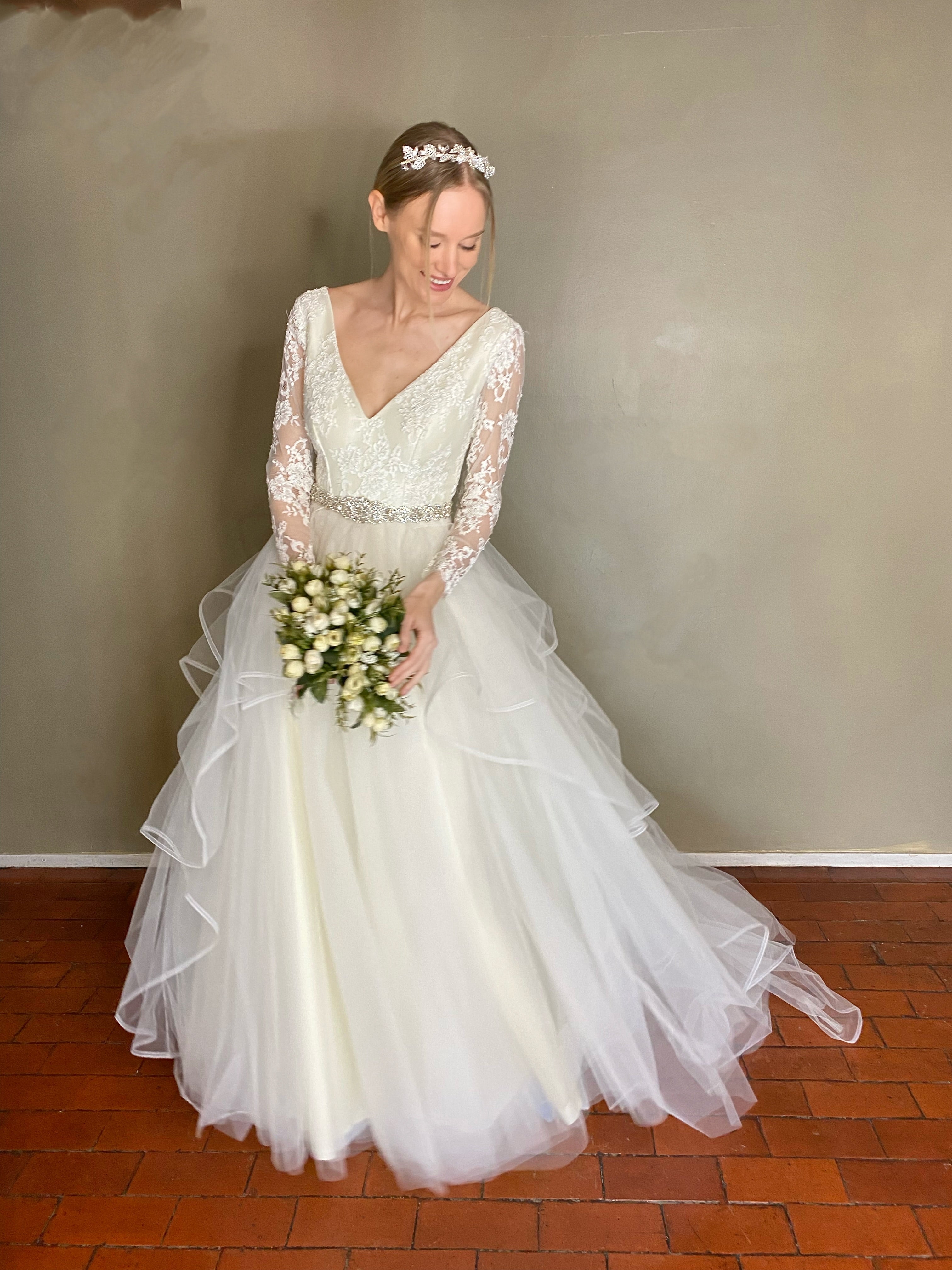 Cauda olanes tulle desmontable novia