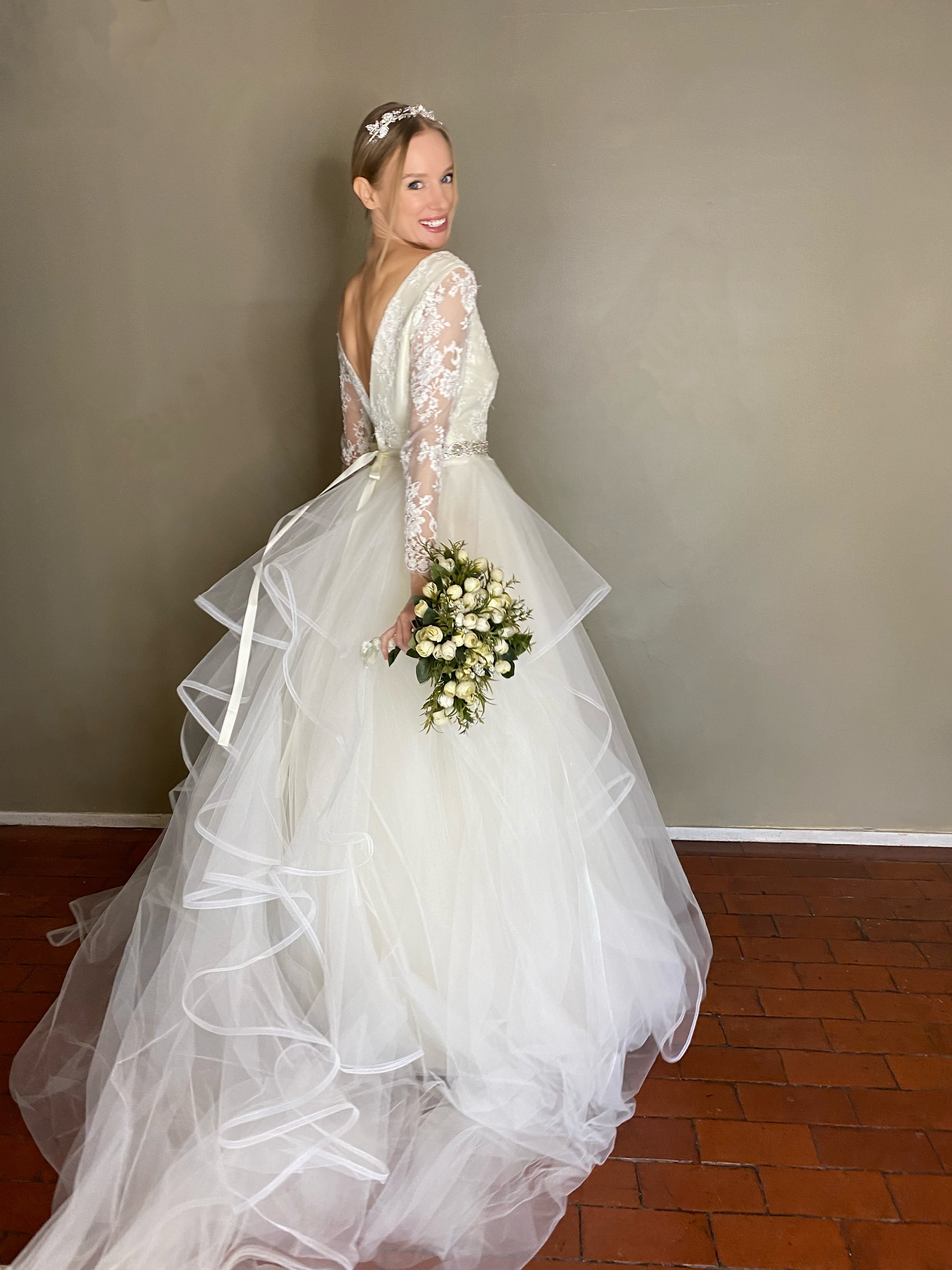 Cauda olanes tulle desmontable novia