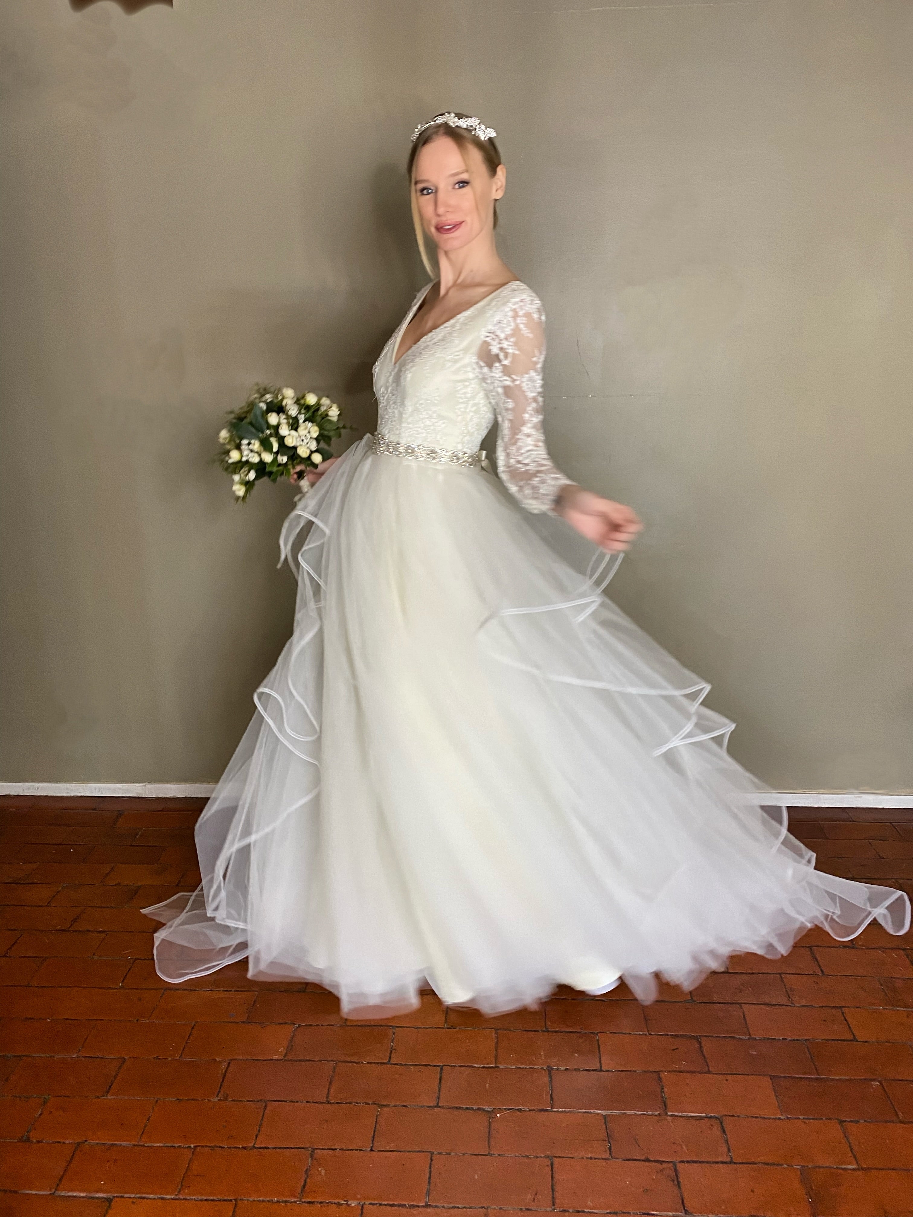 Cauda olanes tulle desmontable novia