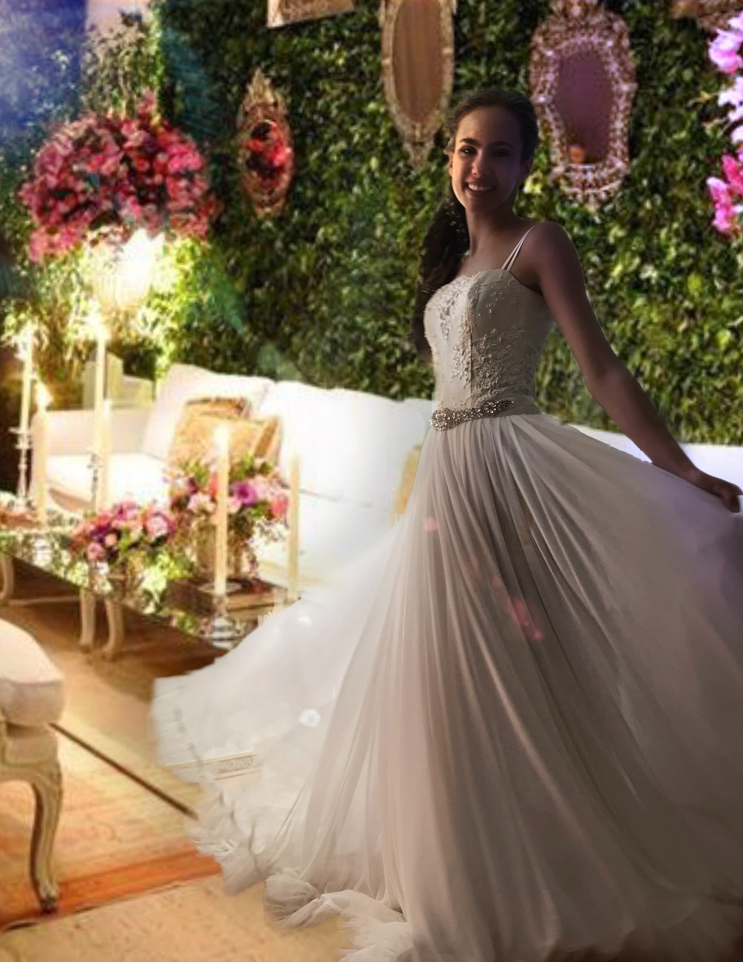 Maeianne chantilly bordado mesh