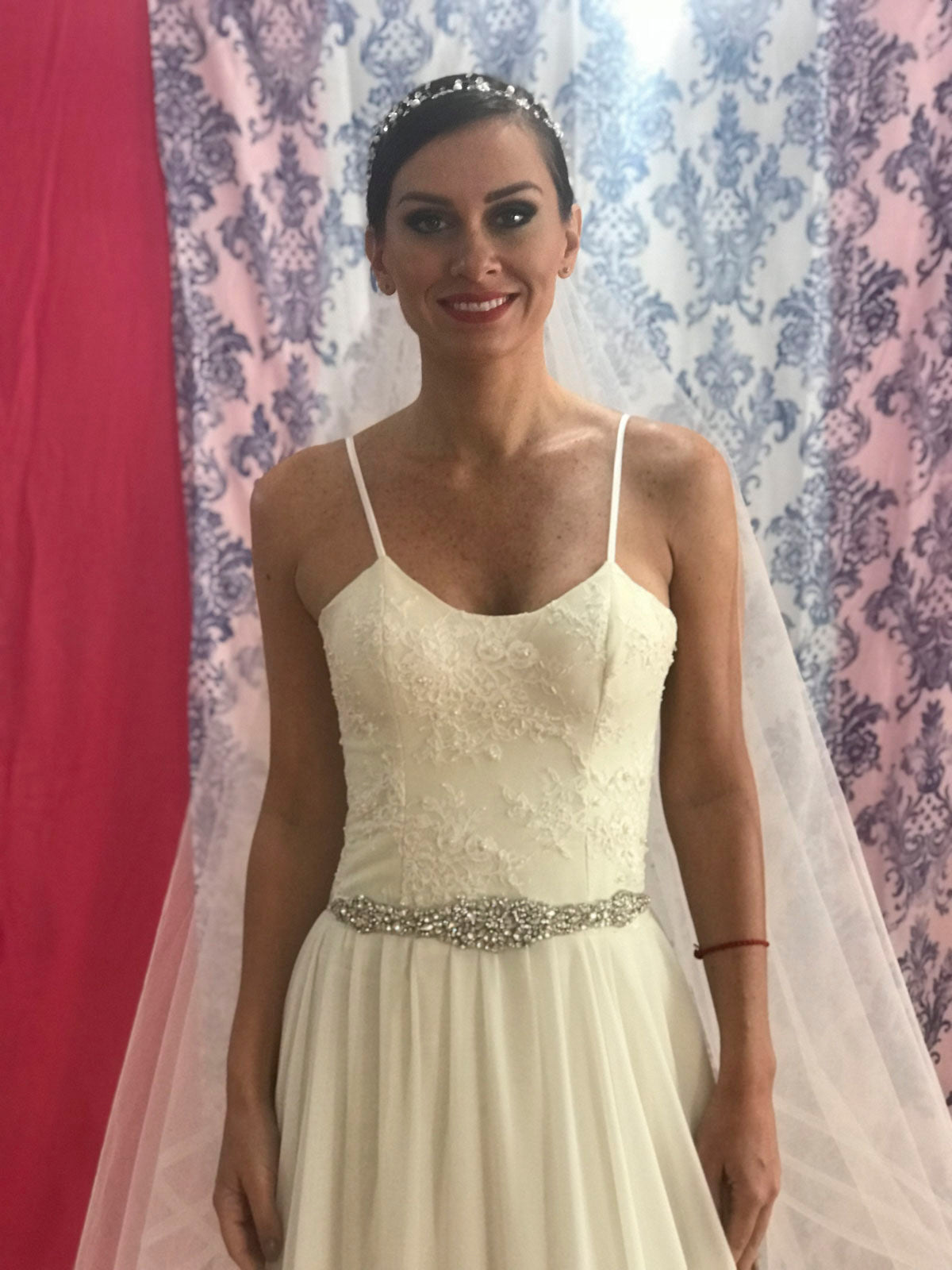 Angelica Vestido de novia gasa seda chantilly